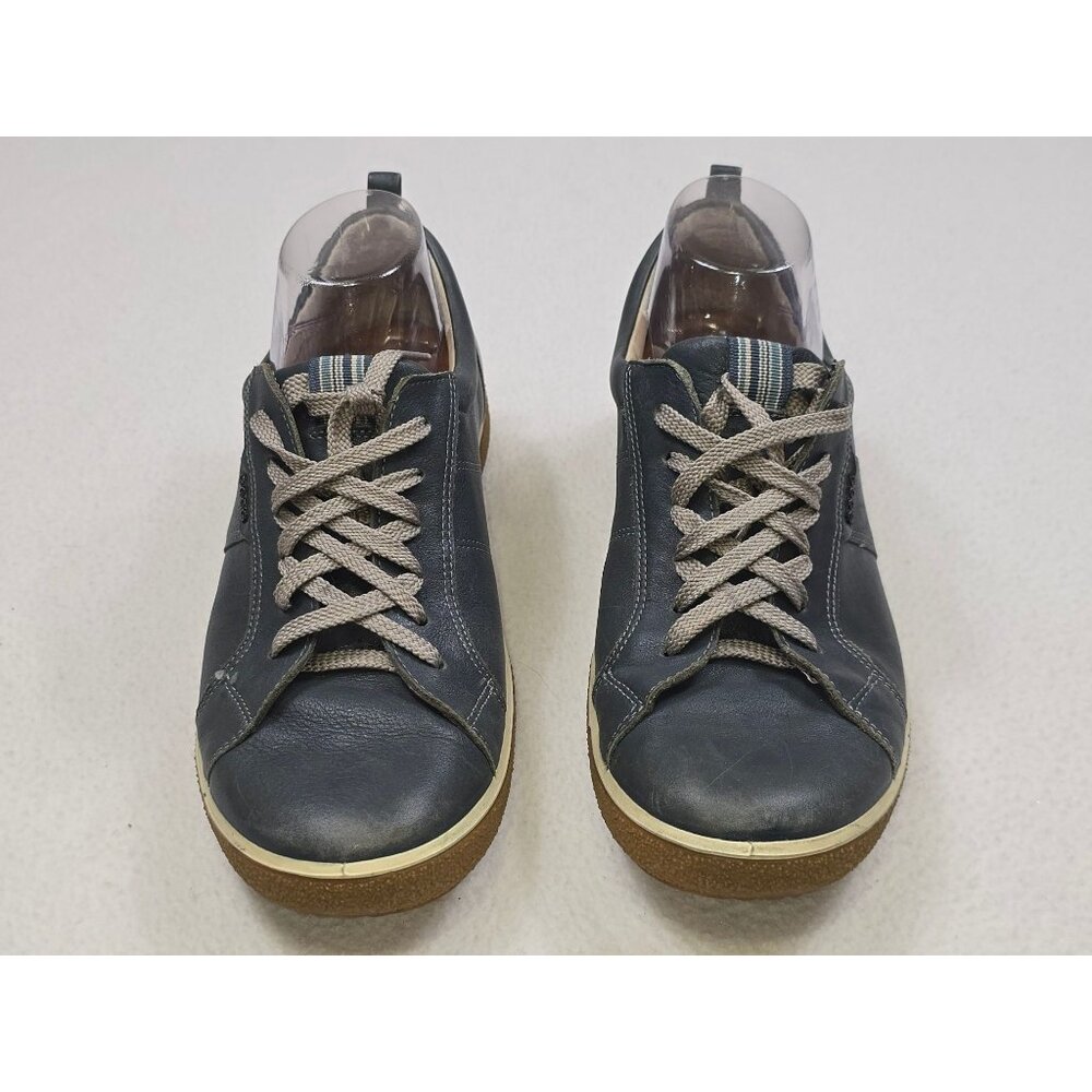 Ecco Mens Leather Lace-Up Casual Sneakers Size 41 Blue & Brown